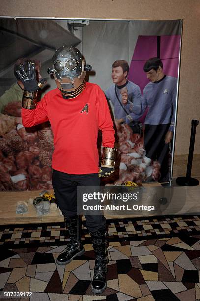 Cosplayer dressed as a red shirt/robot mashup on day 5 of Creation Entertainment's Official Star Trek 50th Anniversary Convention at the Rio Hotel &...