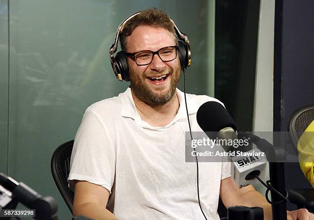 Actor Seth Rogen visits 'Sway in the Morning' with Sway Calloway on Eminem's Shade 45 at the SiriusXM Studios on August 8, 2016 in New York City.