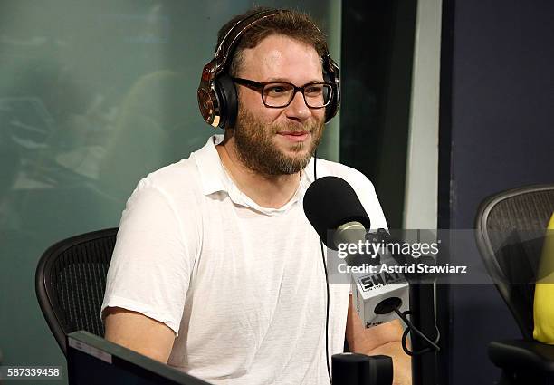 Actor Seth Rogen visits 'Sway in the Morning' with Sway Calloway on Eminem's Shade 45 at the SiriusXM Studios on August 8, 2016 in New York City.