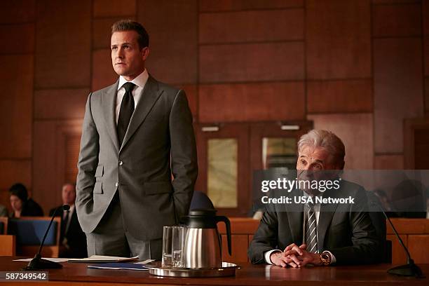 Trust" Episode 605 -- Pictured: Gabriel Macht as Harvey Specter, Alan Rosenberg as William Sutter --