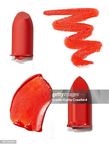 lipstick bullets slices smears - 赤の口紅 ストックフォトと画像