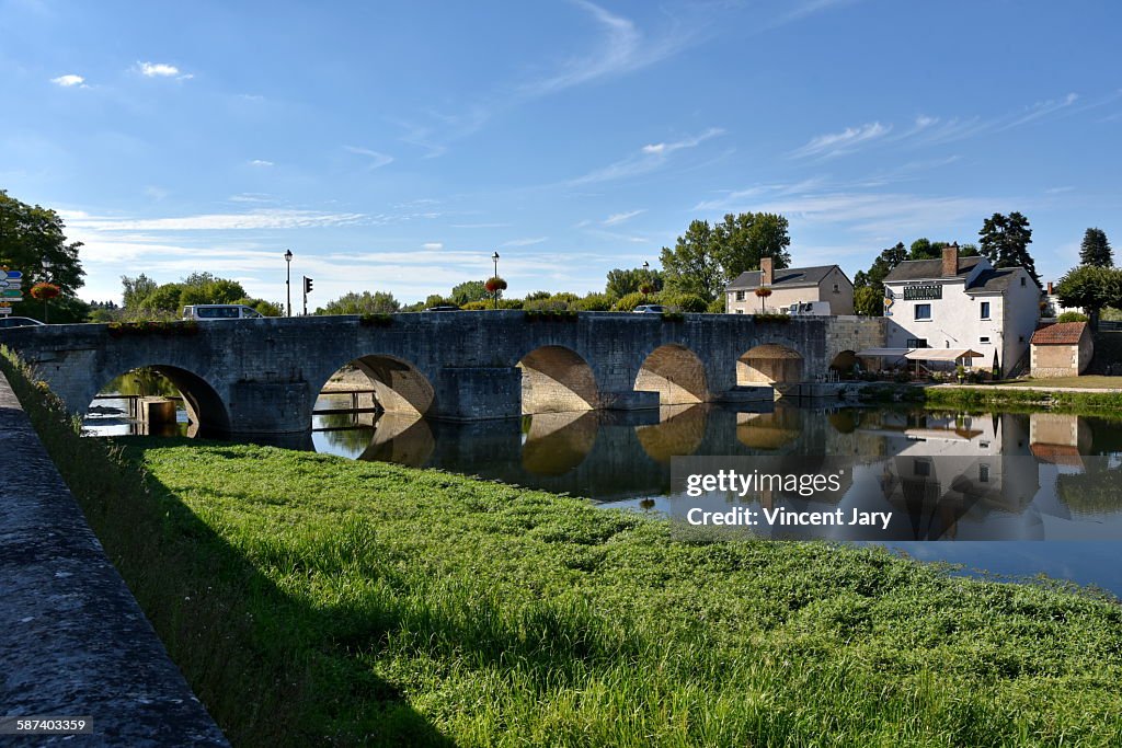 Saint Aignan bridge with Cher river in france