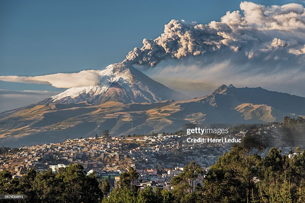 Volcano Cotopaxi in eruption