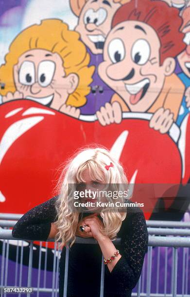 Singer and guitarist Kat Bjelland, of American punk rock band Babes In Toyland, at the Dreamland amusement park, Margate, Kent, UK, July 1992. (Photo...