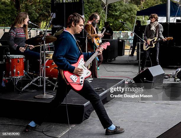 Meg Baird, Charlie Saufley, Noel Von Harmonson and Ethan Miller of Heron Oblivion perform during the Outside Lands Music Festival 2016 at Golden Gate...