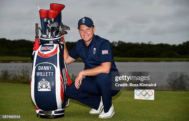 Danny Willett of Great Britain pictured with his golf bag during a practice round at Olympic Golf Course on August 8, 2016 in Rio de Janeiro, Brazil.