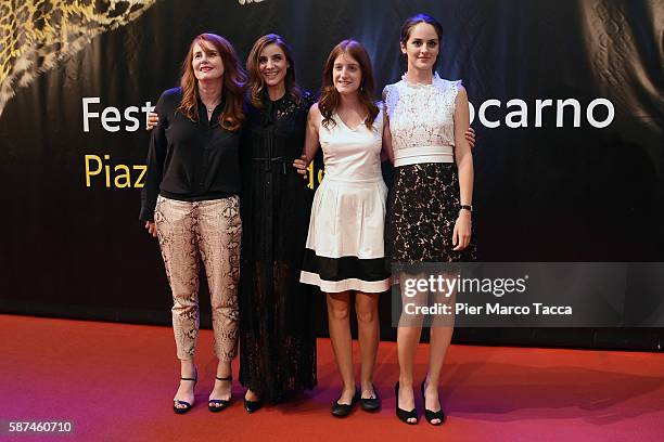 Marie-Castille Mention-Schaar, Clotilde Courau, Naomi Armager and Noemi Merlant attend 'Le ciel attendra' premiere during the 69th Locarno Film...