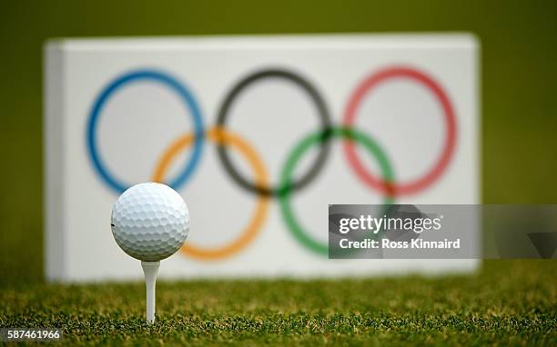 General view of a tee marker during a practice round at Olympic Golf Course on August 8, 2016 in Rio de Janeiro, Brazil.