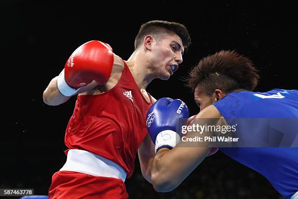 Josh Kelly of Great Britain fights Walid Mohamed of Egypt in their Mens 69kg Welterweight bout on Day 3 of the Rio 2016 Olympic Games at the...