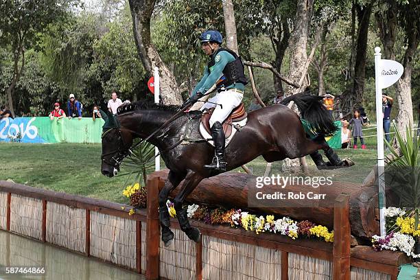 Ruy Fonseca of Brazil riding Tom Bombadill Too clears a jump during the Cross Country Eventing on Day 3 of the Rio 2016 Olympic Games at the Olympic...