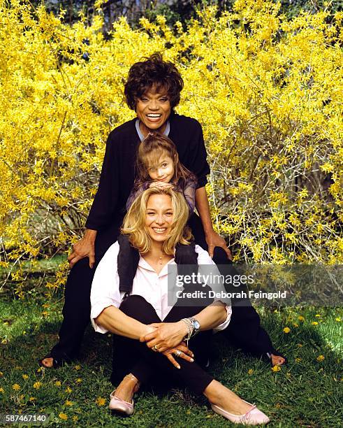 Deborah Feingold/Corbis via Getty Images) WESTON Eartha Kitt at home with daughter Kitt Shapiro and grandaughter Rachel Shapiro for People in April...