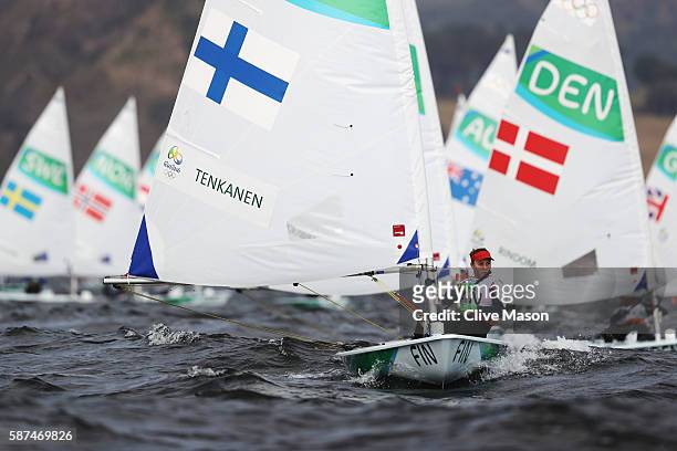 Tuula Tenkanen of Finland competes during the Women's Laser Radial races on Day 3 of the Rio 2016 Olympic Games at Marina da Gloria on August 9, 2016...
