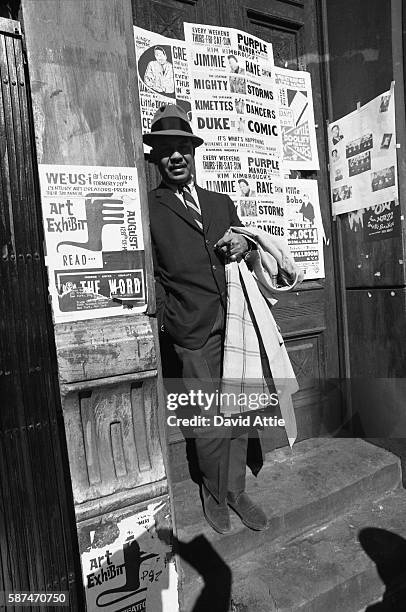 Novelist Ralph Ellison poses for a portrait in Harlem in New York City, New York.