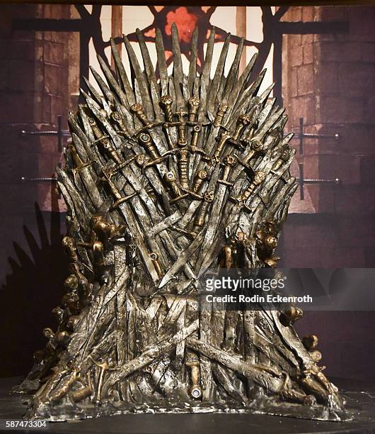 Game of Thrones Iron Throne exhibit at HBO's "Game Of Thrones" Live Concert and Q&A at Hollywood Palladium on August 8, 2016 in Los Angeles,...