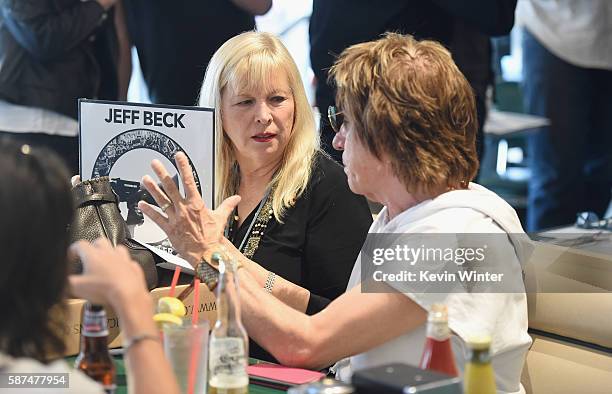 Actress Candy Clark and guitarist Jeff Beck greet fans in celebration of new book "BECK01" at Mel's Dinner on August 8, 2016 in West Hollywood,...