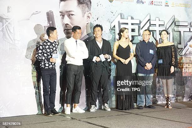 Louis Koo,Nick Cheung,Francis Ng and Charmaine Sheh attend the premiere of Line Walker on 08th August, 2016 in Hongkong, China.