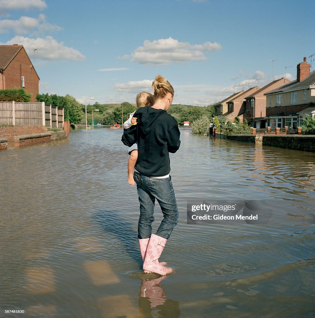 UK - Floods - A flooded street