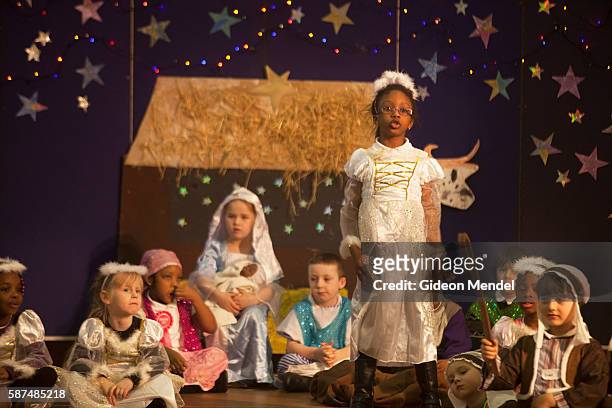 Year one pupils from Kingsmead School perform in their annual Christmas nativity play. The school primarily serves children who live on the Kingsmead...