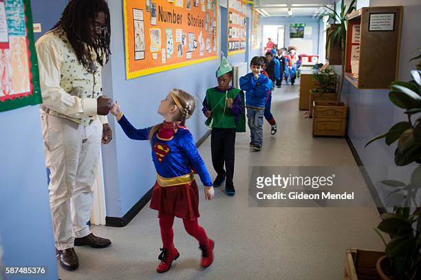 Children at Kingsmead Primary School in Hackney on World Book Day when they had been asked to come to school dressed as their favorite character from...