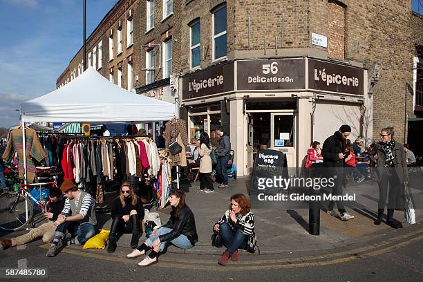 The new revitalised Sunday market on Chatsworth Road in Hackney, close to the main site of the 2012 Olympic Games. This market in anarea which was...