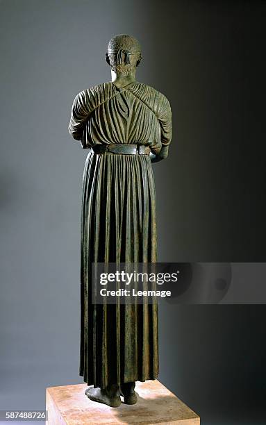 The Charioteer of Delphi also known as Heniokhos - Bronze sculpture , c.470 BC, From Delphi, Greece - National Archaeological Museum, Athens