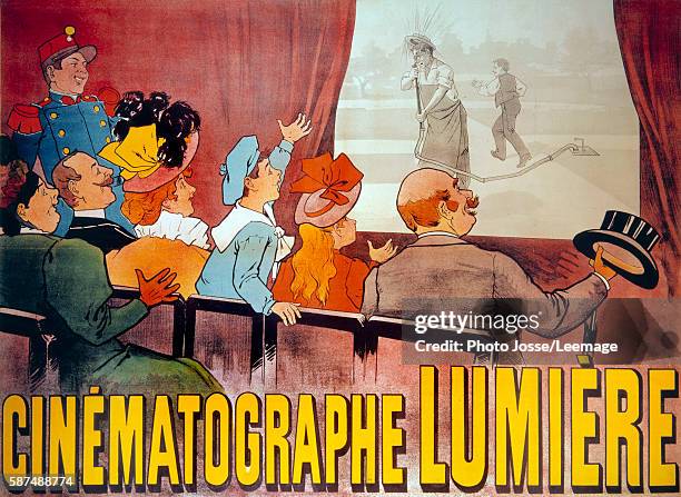 Poster for the Lumiere brothers cinematograph : "L'Arroseur arrose" in 1895 , Museum of Advertising, Paris