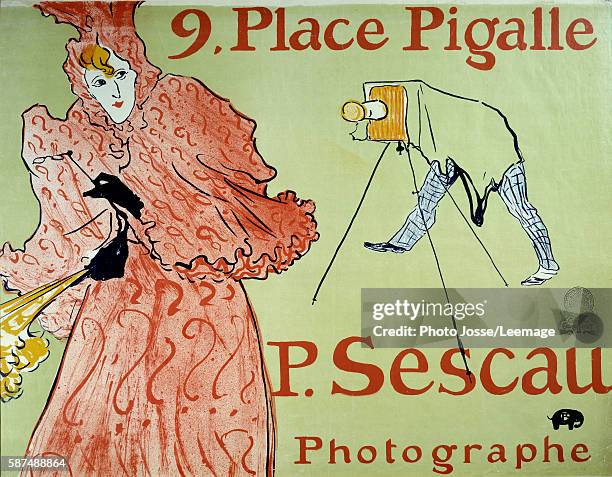 Advertisement for the photographer P. Sescau, 9 Place Pigalle, Montmartre. Poster created by Henri de Toulouse Lautrec , 1896. Dim: 1.54 x 1.18 m....
