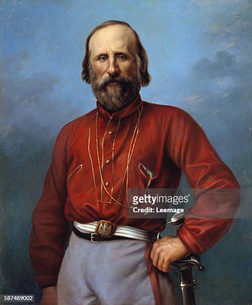 Portrait of Giuseppe Garibaldi, Italian patriot and soldier of the Risorgimento - Anonymous painter - Brescia, private collection