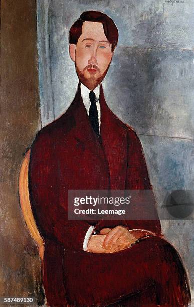 Portrait of Leopold Zborowski , polish poet and art dealer - Painting by Amedeo Modigliani , oil on canvas, 1917 - Museu de Arte, Sao Paulo