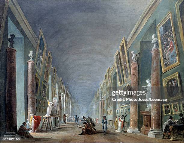 The Grand Hall of the Louvre between 1801 and 1805. Painting by Hubert Robert 37 x 0,46. Louvre Museum Paris