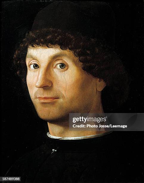 Portrait of a man. Painting by Antonello Da Messina , oil on panel , 1472-1476. Musee Thyssen Bornemisza, Madrid, Spain