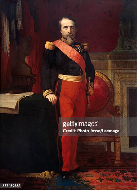Full-length portrait of Napoleon III . Painting by Hippolithe Flandrin . 1862. 2,12 x 1,47. Castle of Compiegne Museum, France