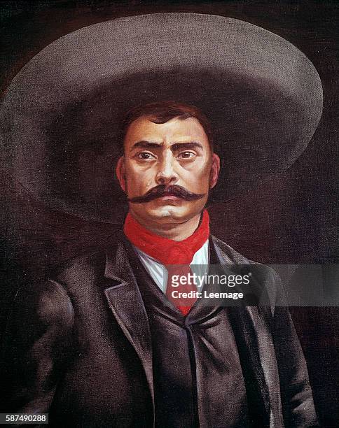 Portrait of Emiliano Zapata, , Mexican revolutionary - Artist Unknown - Museo Nacional de Historia, Castillo de Chapultepec, Mexico