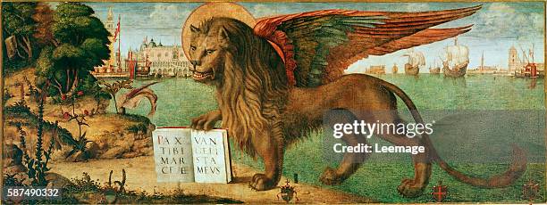 The lion of st Mark by Vittore Carpaccio 1516 - oil on canvas - 130x368 cms Palazzo Ducale, Venice, Italy