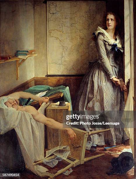 Charlotte Corday killing Jean Paul Marat ". Painting by Paul Baudry 203 x 154 cm. Beaux-Arts Museum, Nantes, Paris
