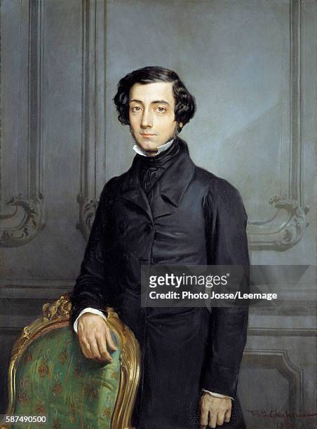 Portrait of Alexis Charles Henri Cleral de Tocqueville , Minister of Foreign Affairs during the Second Republic. Painting by Theodore Chasseriau ,...