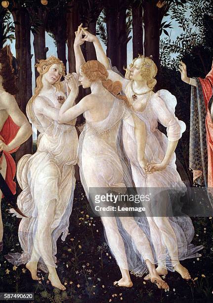 Detail Showing the Three Graces from Primavera by Sandro Botticelli - Galleria degli Uffizi, Florence, Italy