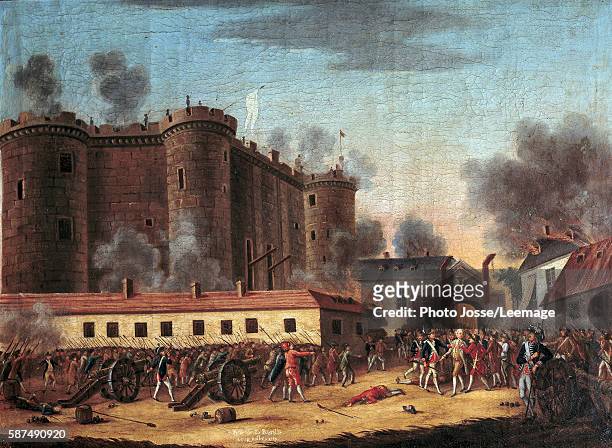 The storming of the Bastille on 14 July 1789 and the arrest of M. De Launay, Marquis Bernard Rene Jordan de Launay , Governor of the Bastille....