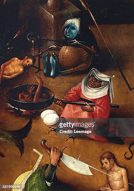 Last Judgment - detail of Central panel of triptych by Hieronymus Bosch Gemaldegalerie der Bildenden Kunste, Vienna, Austria