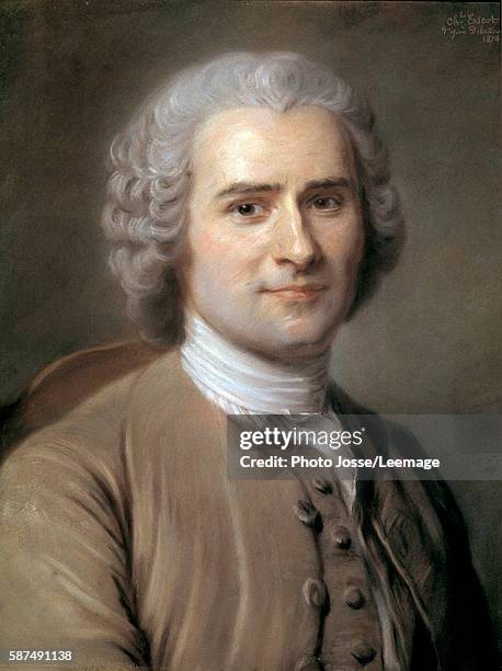 Portrait of Jean-Jacques Rousseau , Swiss philosopher. Pastel by Charles Escot , 1874. 0,46 x 0,38 m. Castle Museum, Versailles, France