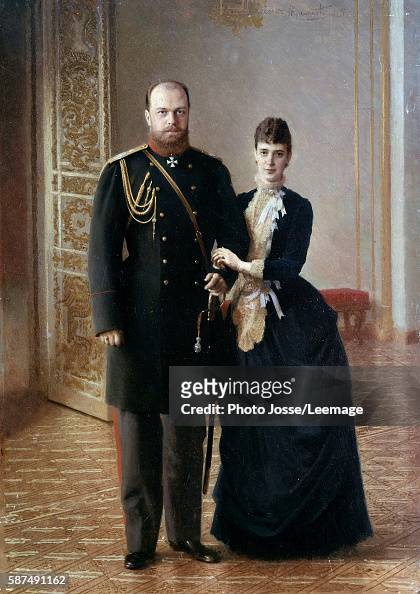 Portrait of Tsar Alexander III of Russia with his wife Maria Fedorovna by Ivan Nikolaevich Kramskoi