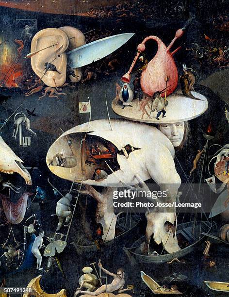 The Hell - Figure with an open body. Detail of the right panel of the triptych The Garden of Earthly delights" by Hieronymus Van Aeken called Jerome...