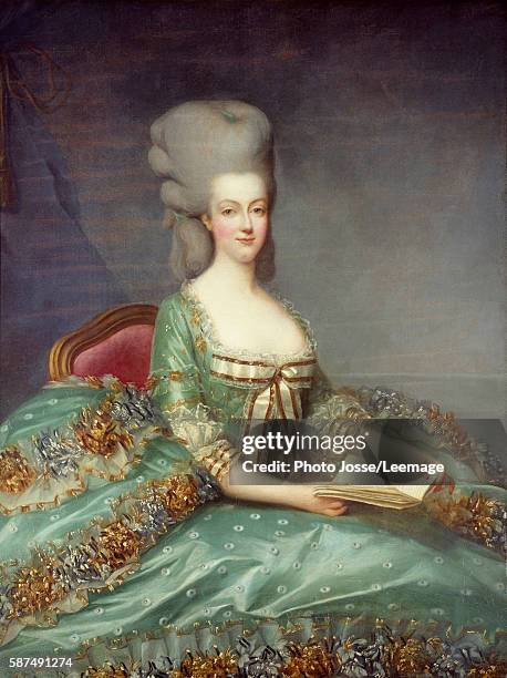 Portrait of Marie Antoinette , Queen of France. This portrait was given by the Queen's confessor in 1781. Painting by Francois Hubert Drouais , 18th...