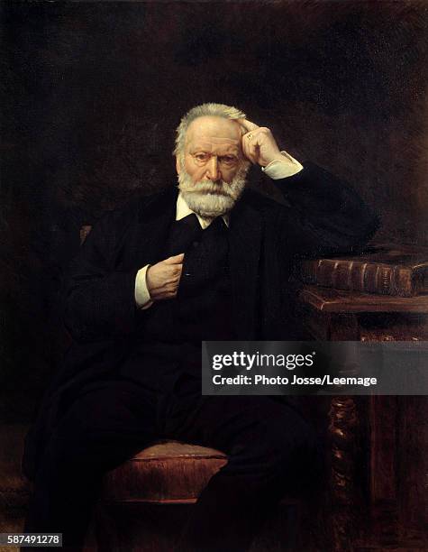 Portrait of the French writer Victor Hugo . Painting by Leon Joseph Bonnat , 1879. 1,38 x 1,1 m. Castle Museum, Versailles, France