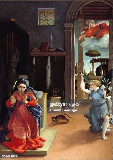 The Annunciation, c.1534-35 by Lorenzo Lotto - 166x114 cms- Museo Civico, Recanati, Italy