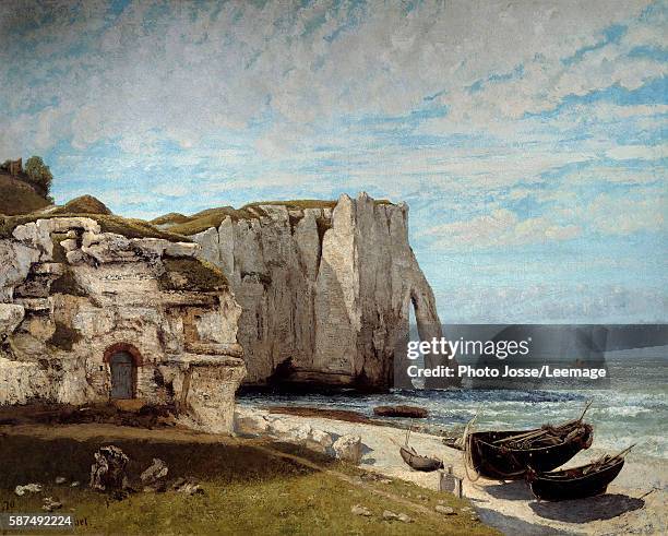 The Etretat cliffs after the storm. Painting by Gustave Courbet , 1870. 1,33 x 1,62 m. Orsay Museum, Paris