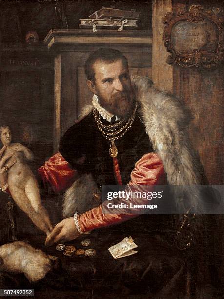 Jacopo de Strada by Titian 1567-1568 Dim. 125x95 cm - Jacopo Strada art expert and buyer of objet d'art, working for Ferdinand I, Maximilian II and...