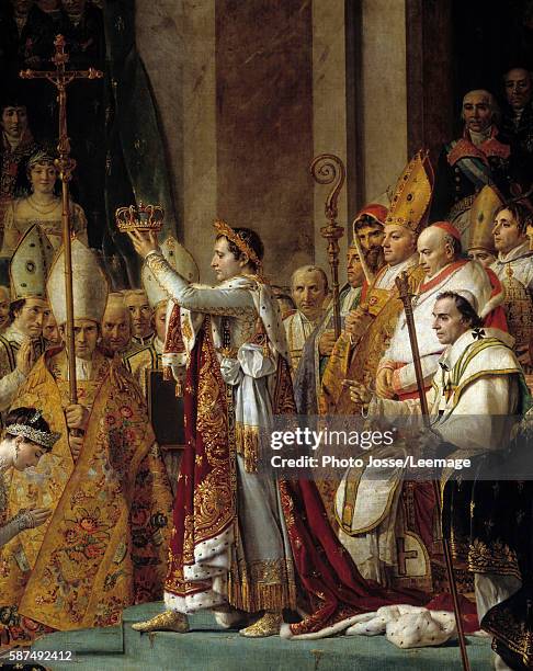 The Consecration of the Emperor Napoleon I. Detail of Napoleon holding the crown during his Consecration and Coronation of the Empress Josephine in...