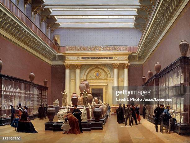 The Campana Gallery. View of the Musee Napoleon III, terracotta room, Louvre. Painting by Sebastien Charles Giraud , 1866. 0,97 x 1,3 m. Louvre...