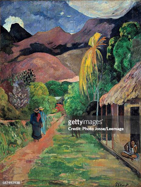 Street in Tahiti. Painting by Paul Gauguin 1891. Museum of arts, Toledo, USA